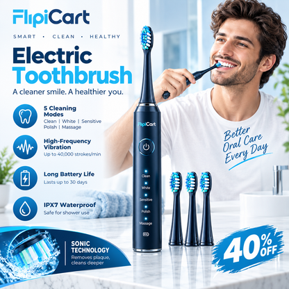 Sonic Elite Smart Electric Toothbrush – 6 Modes, 4 Brush Heads